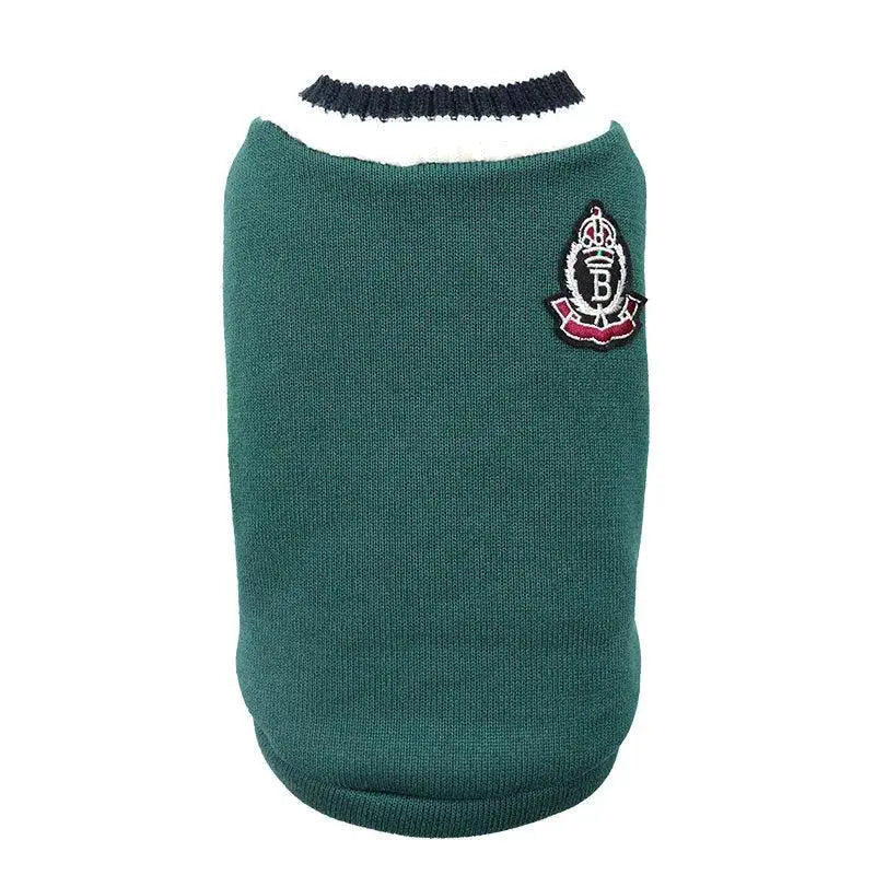 Dog Cat V Neck Teddy Knitted Vest Winter Warm Apparel