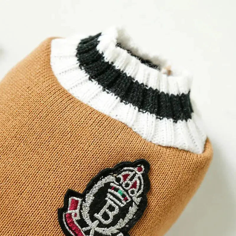 Dog Cat V Neck Teddy Knitted Vest Winter Warm Apparel