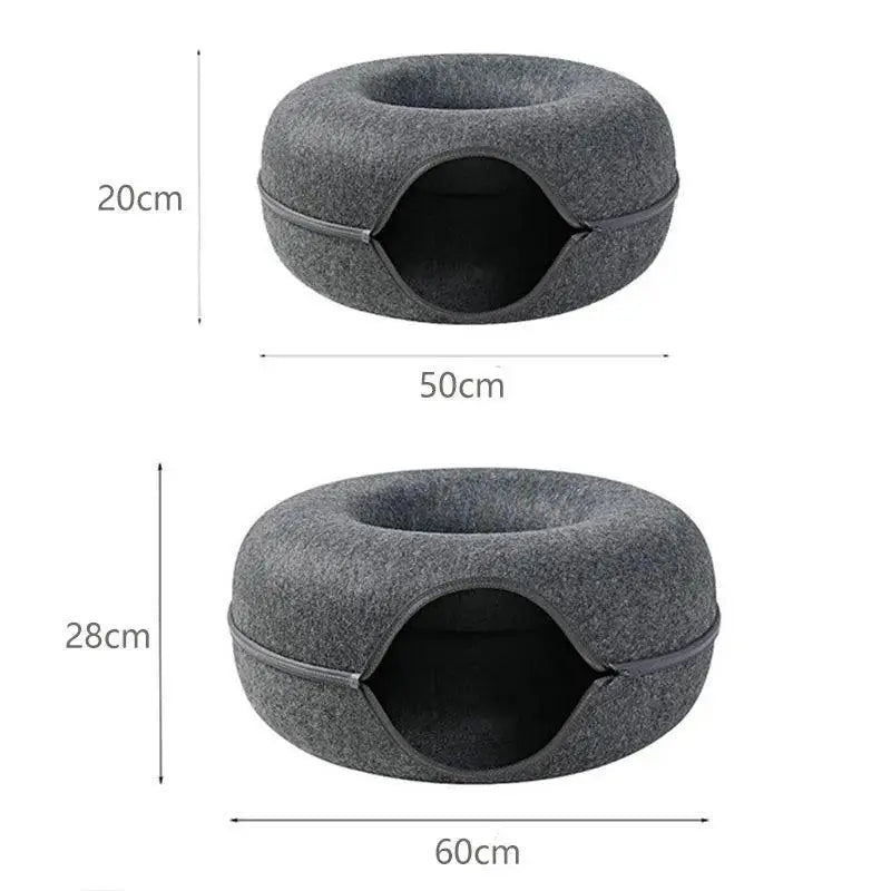 Donut Cat Bed With Interactive Tunnel Toys And Kitten Basket