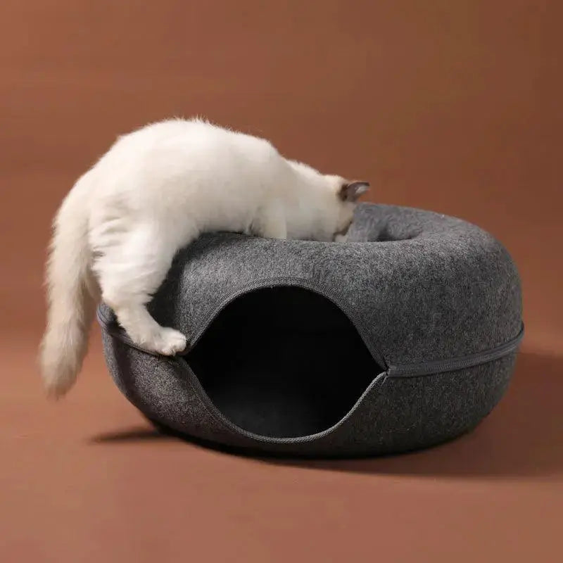 Donut Cat Bed With Interactive Tunnel Toys And Kitten Basket