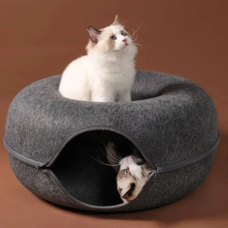 Donut Cat Bed With Interactive Tunnel Toys And Kitten Basket
