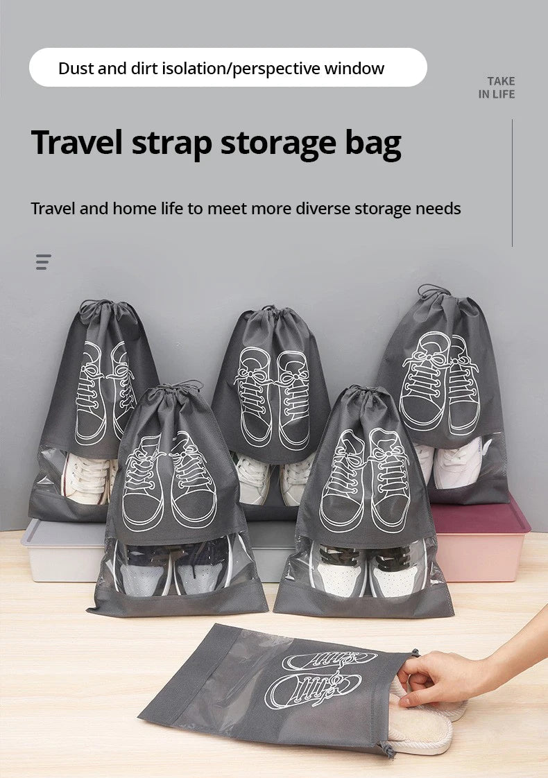 DormEase 5 Piece Large Cap Waterproof Nonwoven Shoe Bags - Travel Dorm Organizer