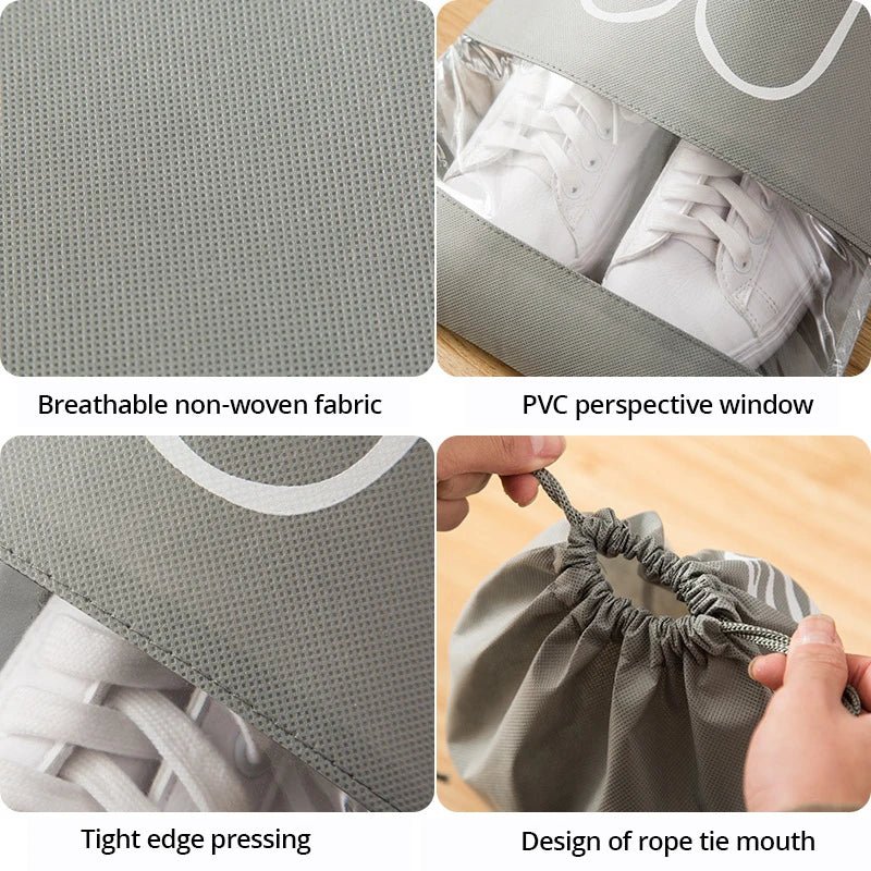 DormEase 5 Piece Large Cap Waterproof Nonwoven Shoe Bags - Travel Dorm Organizer