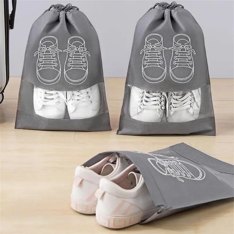 DormEase 5 Piece Large Cap Waterproof Nonwoven Shoe Bags - Travel Dorm Organizer