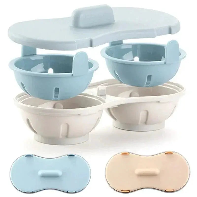 Double Cup Microwave Egg Cooker Quick Easy Steamer