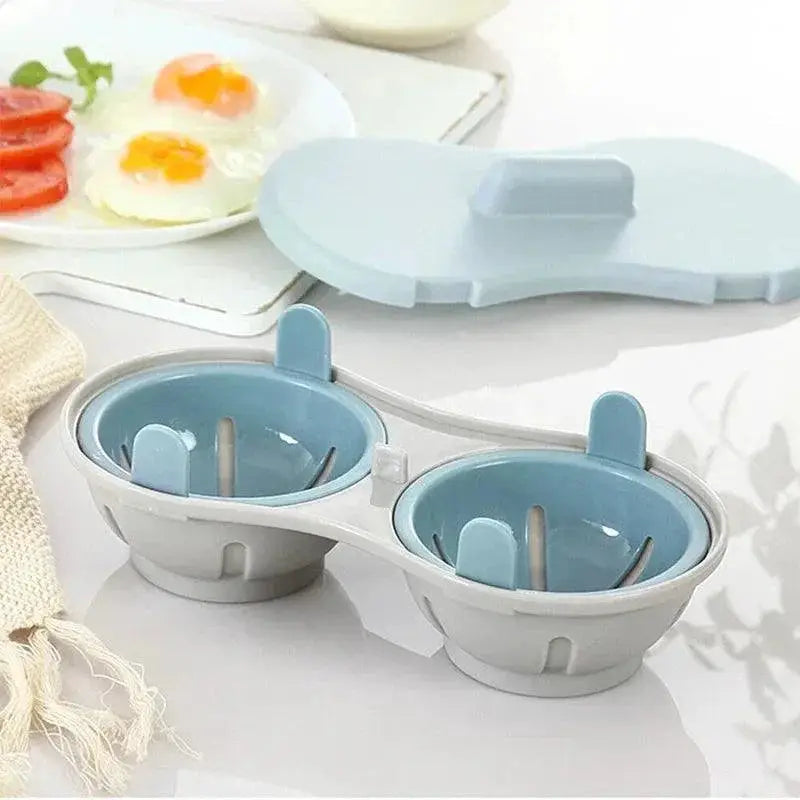 Double Cup Microwave Egg Cooker Quick Easy Steamer