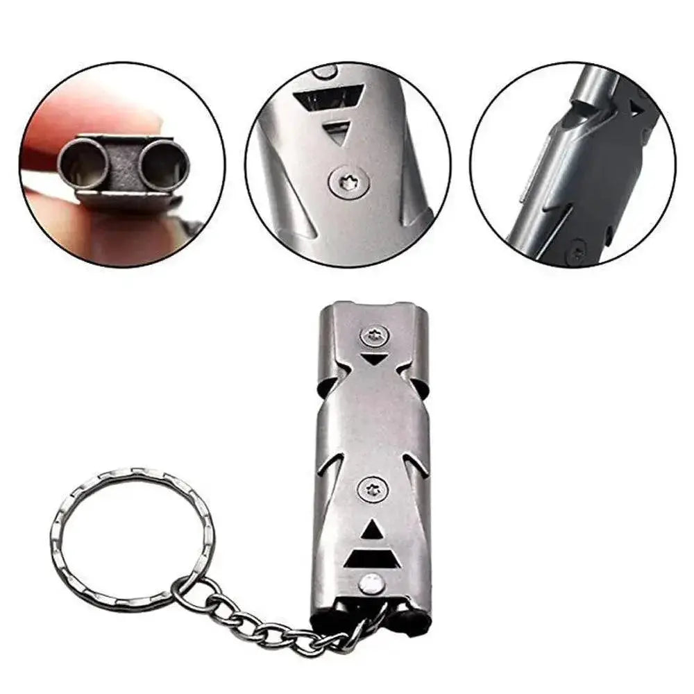 Double Pipe Whistle Keychain Ultimate Outdoor Safety Tool