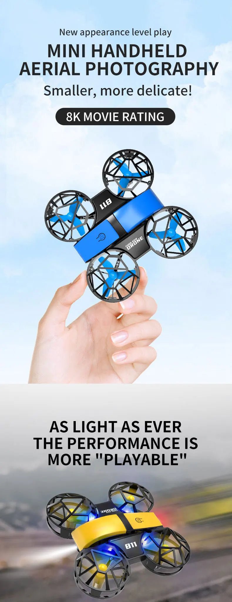 Dowellin D12 Drone Mini RC Quad Copter - HD Dual Camera Fixed Height Flight NowX