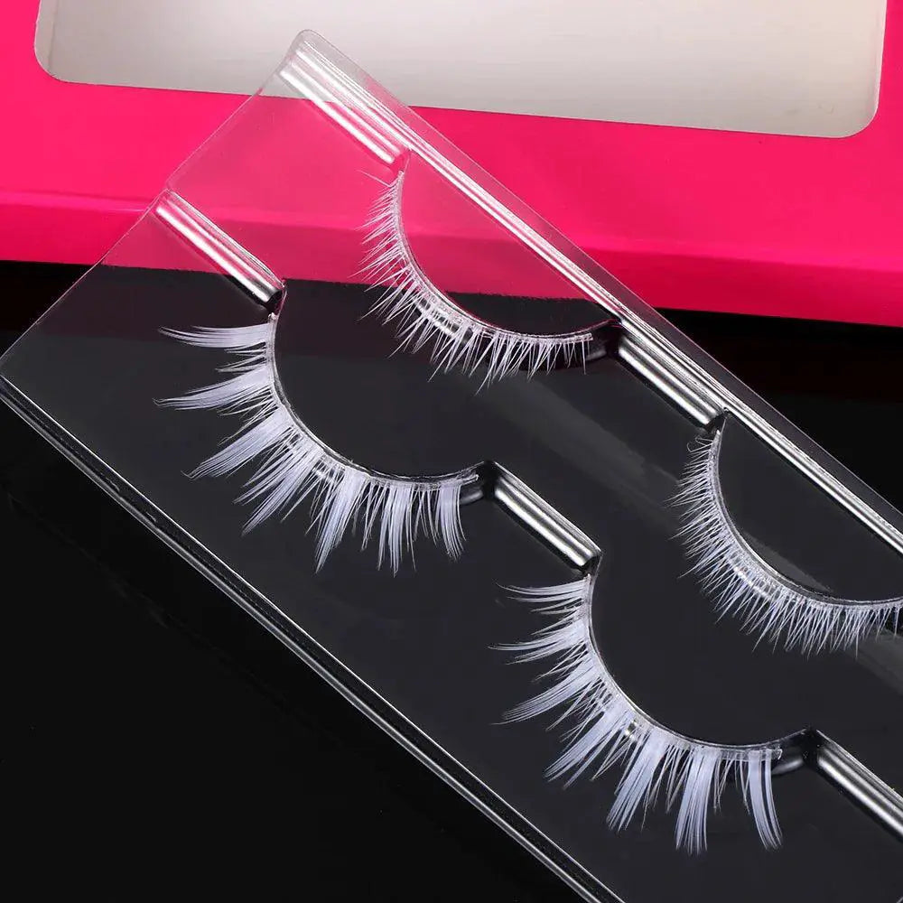 Dramatic White Cosplay Eyelashes Halloween Wispy Extensions