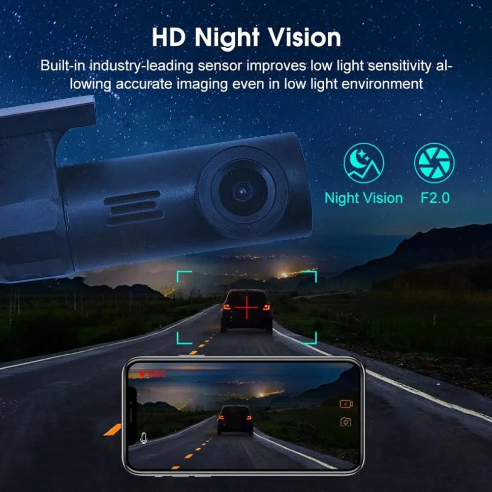DriveCam App Control WiFi Dash Camera - Hidden Install With HD1080P Night Vision