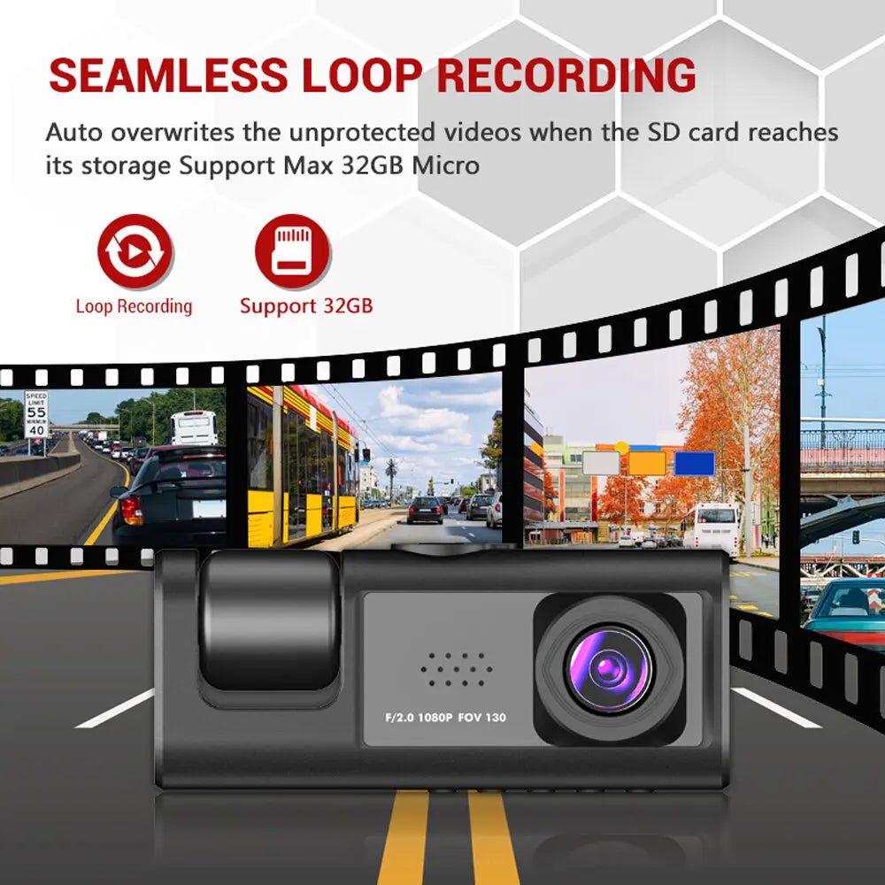 DriveGuard 3 - Camera Dash Cam System With Night Vision Pro - 1080P Front And Rear
