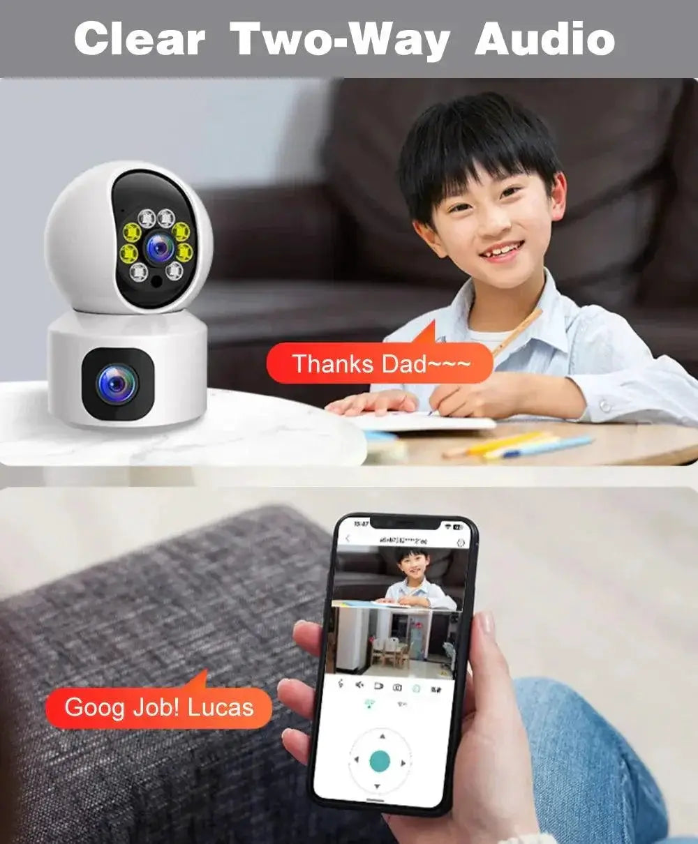 Dual Lens 360 WiFi Smart Home Security Camera Night Vision
