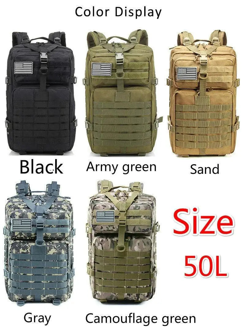 Durable 30L 50L Waterproof Tactical Backpack for Outdoor Use