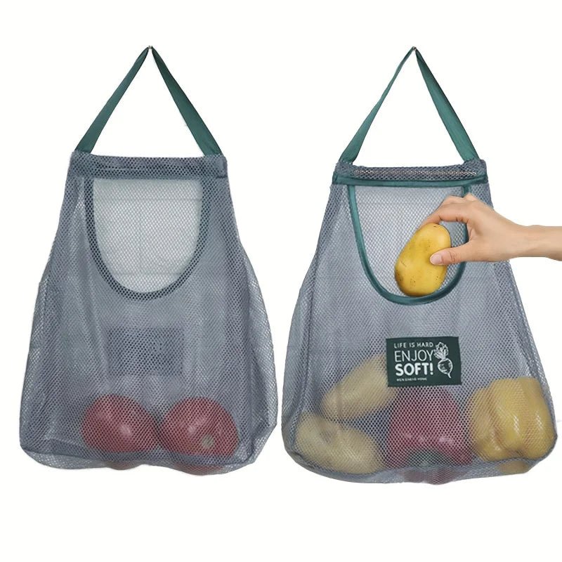 Durable Hanging Mesh Storage Bags For Garlic Potato And Onions Pantry Ventilated