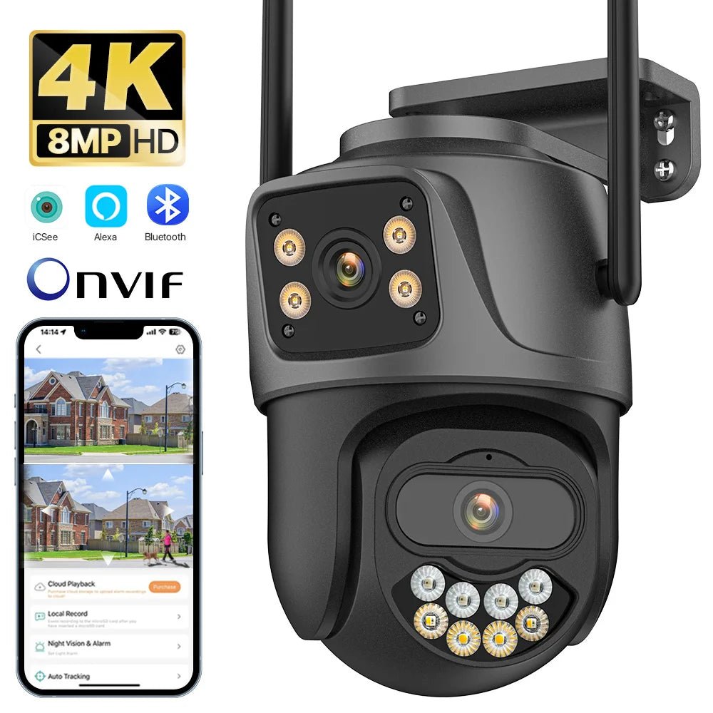 DUREVIN Dual - Lens 4K 8MP HD Outdoor WiFi PTZ IP Camera - Auto Tracking Security