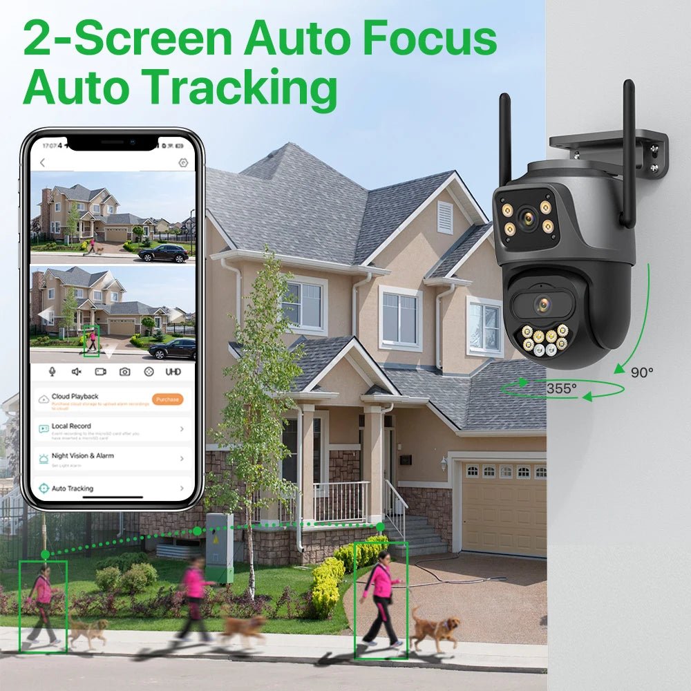 DUREVIN Dual - Lens 4K 8MP HD Outdoor WiFi PTZ IP Camera - Auto Tracking Security