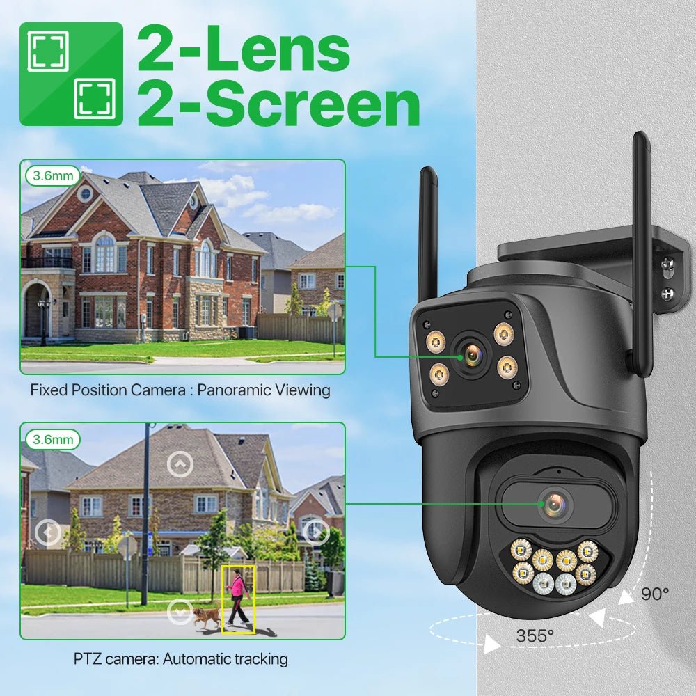 DUREVIN Dual - Lens 4K 8MP HD Outdoor WiFi PTZ IP Camera - Auto Tracking Security
