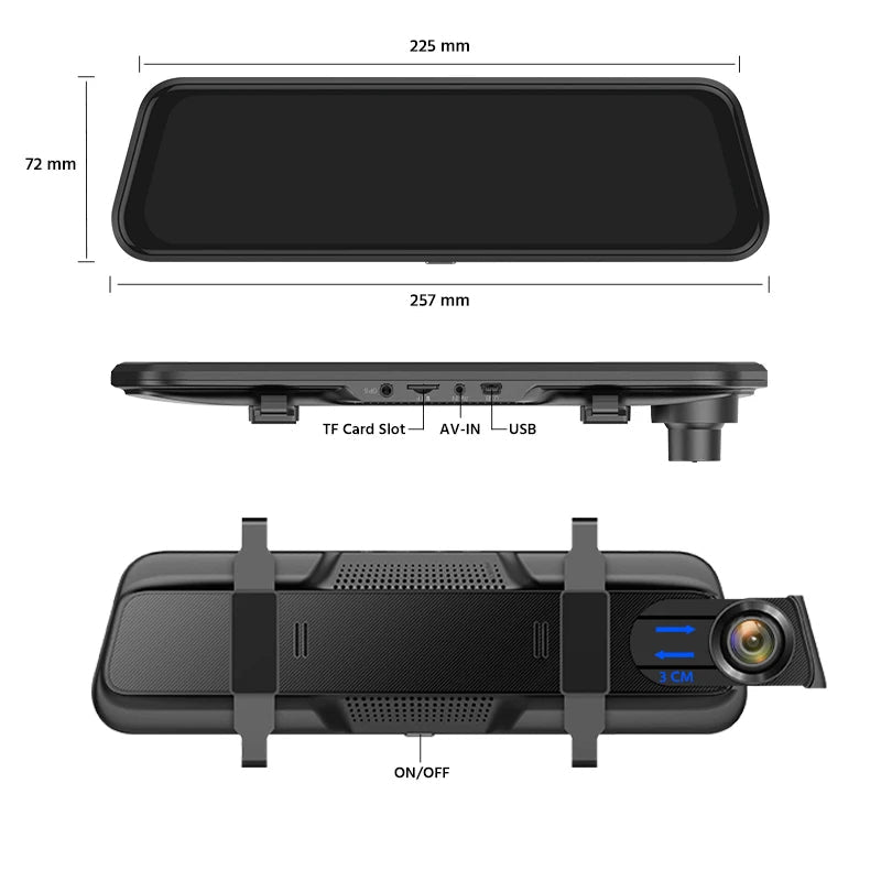 E - ACE 2K Car DVR WIFI GPS Mirror - Night Vision 24H Parking 1080P Front Cam Plus