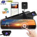 E-ACE 2K Car DVR WIFI GPS Mirror - Night Vision 24H Parking 1080P Front Cam Plus