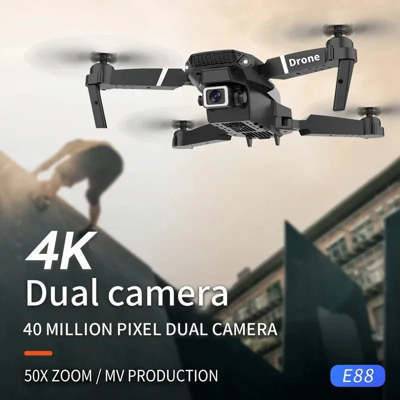 E88 Pro Intelligent Folding Drone 4K UHD Camera Switching WiFi Direct For Aerial