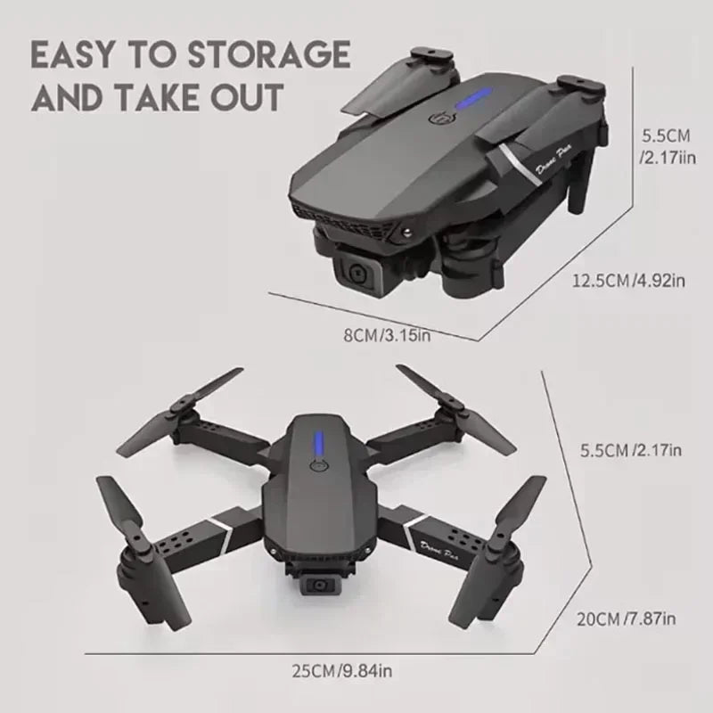E88 Pro WiFi FPV Drone Foldable 4K Wide Angle Camera Height Hold Christmas Gifts