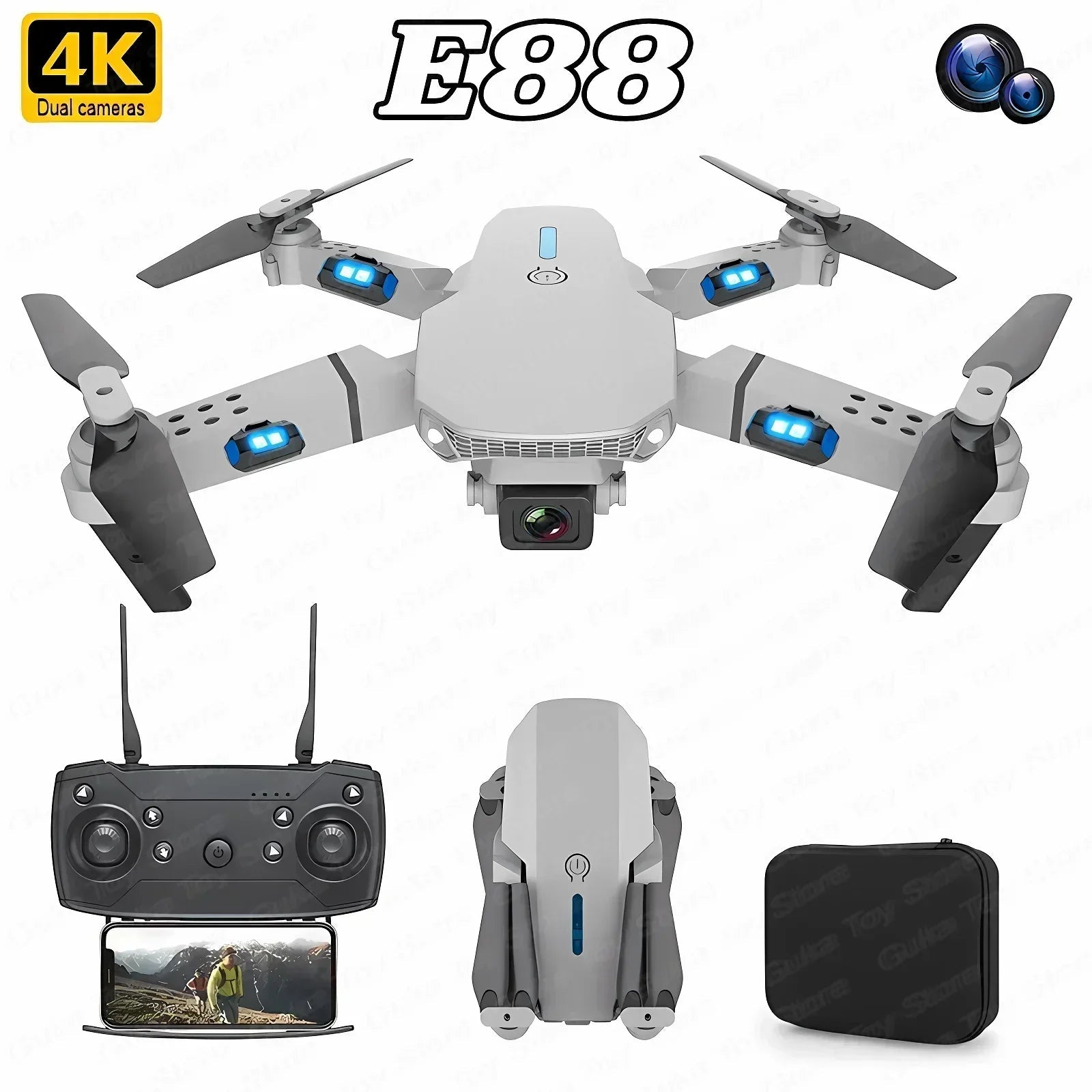 E88 Pro WiFi FPV Drone Foldable 4K Wide Angle Camera Height Hold Christmas Gifts