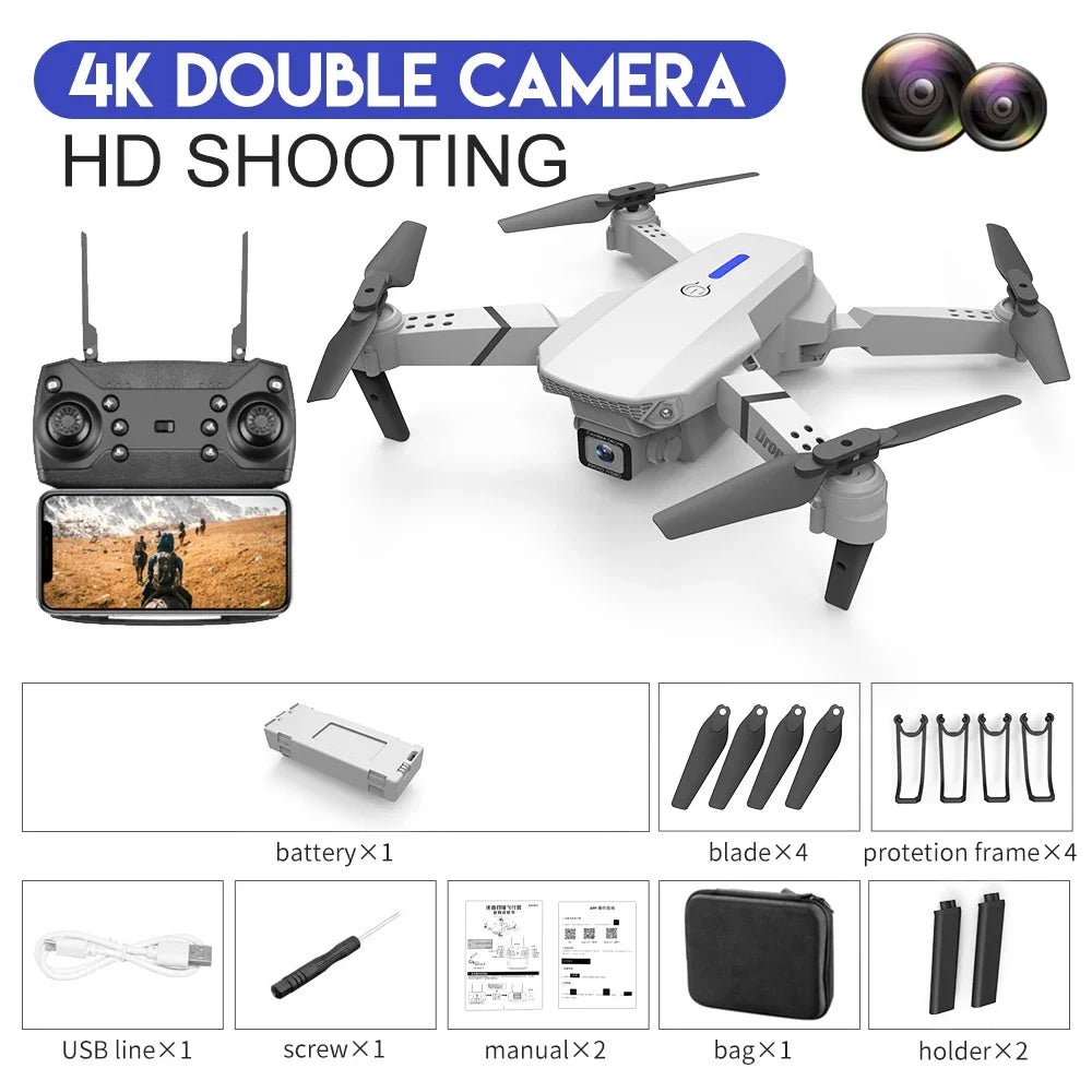 E88 Pro WiFi FPV Drone - Foldable Quad With 4K Dual Camera And Altitude Hold Now