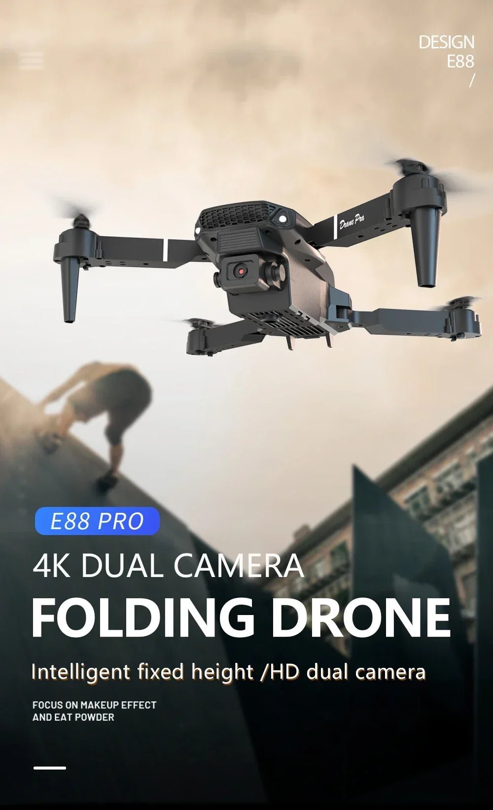 E88 Professional Mini Remote Drone - Foldable 4K HD FPV Quadcopter For Beginners