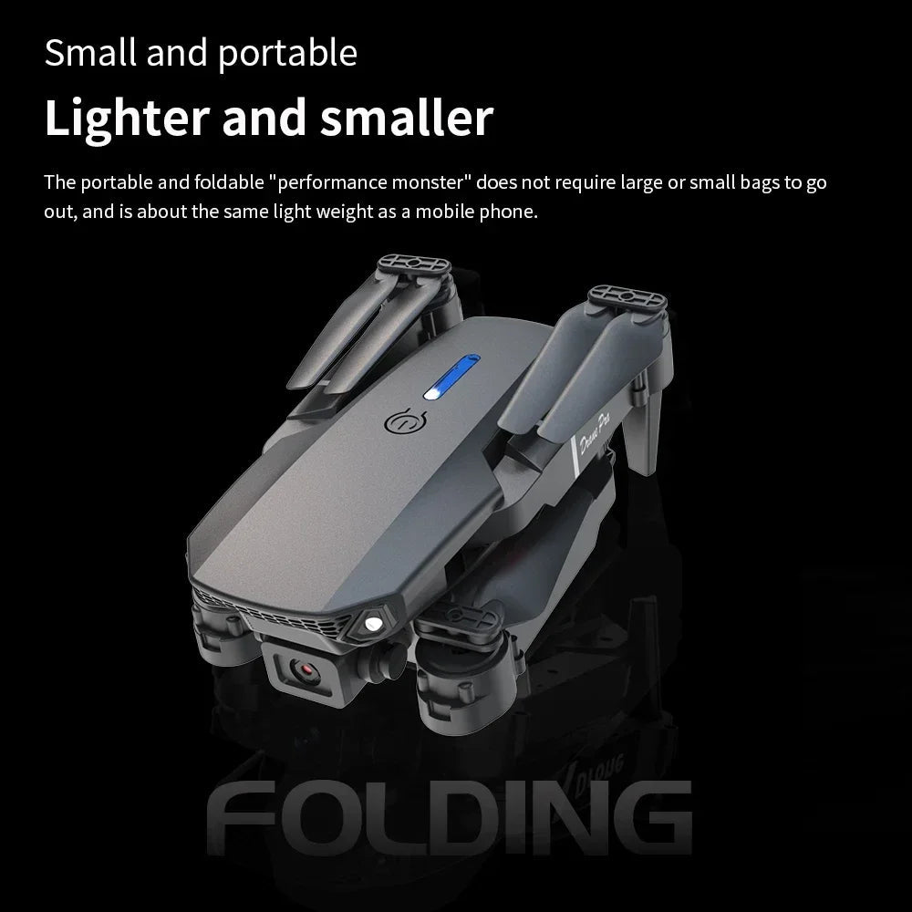 E88 Professional Mini Remote Drone - Foldable 4K HD FPV Quadcopter For Beginners