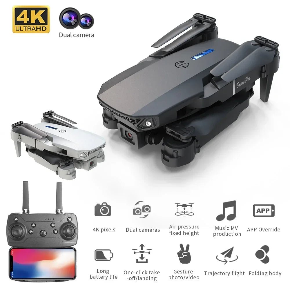 E88 Professional Mini Remote Drone - Foldable 4K HD FPV Quadcopter For Beginners