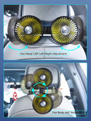 Eary Car Backseat Fan Dual Headrest 3 Speed Cooling 2000mAh Keeps Kids Cool