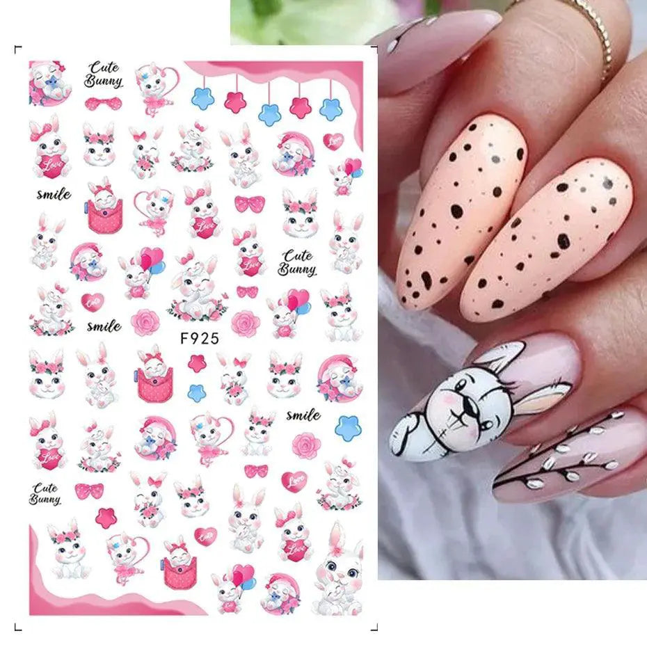 Easter Bunny Nail Stickers Playful Design For Festive Nails