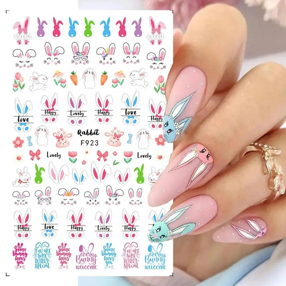 Easter Bunny Nail Stickers Playful Design For Festive Nails