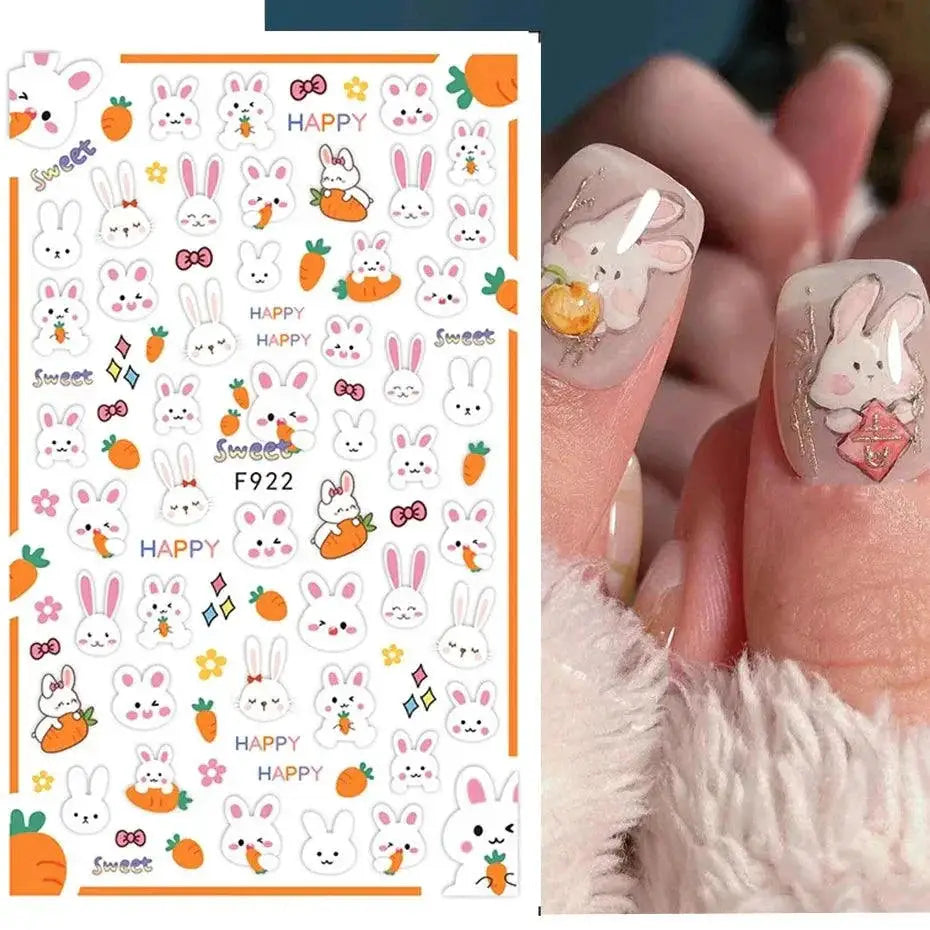Easter Bunny Nail Stickers Playful Design For Festive Nails