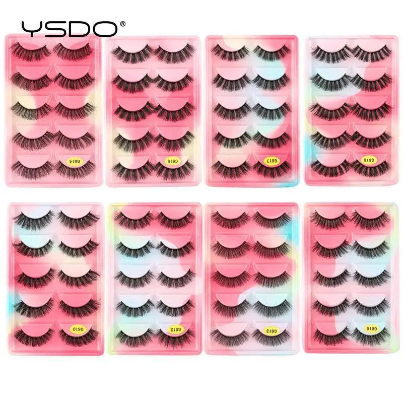 Eco Friendly 3D Mink Wispy Lashes Set 5 Pairs Long