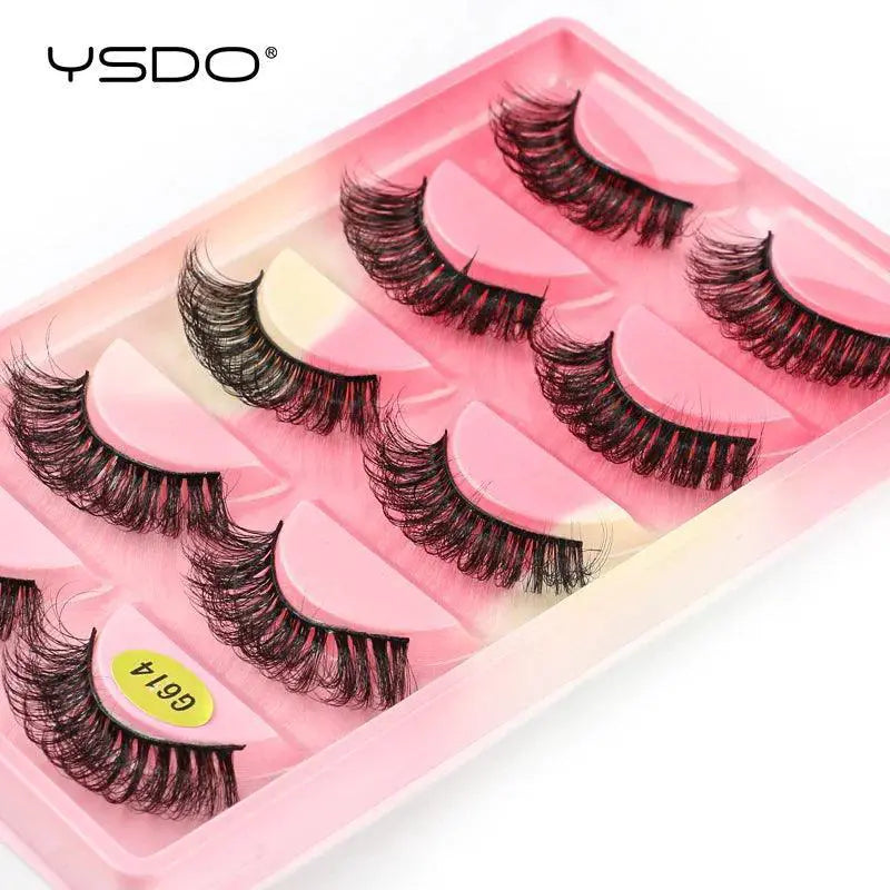 Eco Friendly 3D Mink Wispy Lashes Set 5 Pairs Long