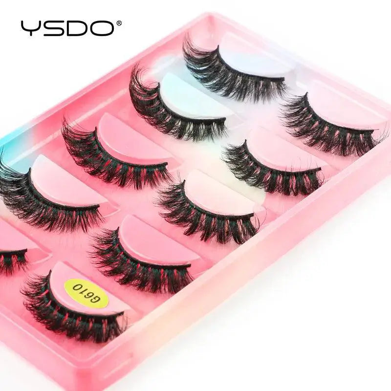 Eco Friendly 3D Mink Wispy Lashes Set 5 Pairs Long