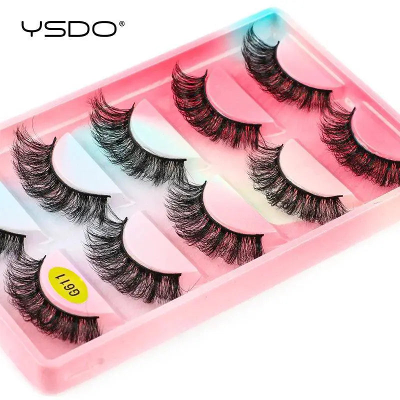 Eco Friendly 3D Mink Wispy Lashes Set 5 Pairs Long