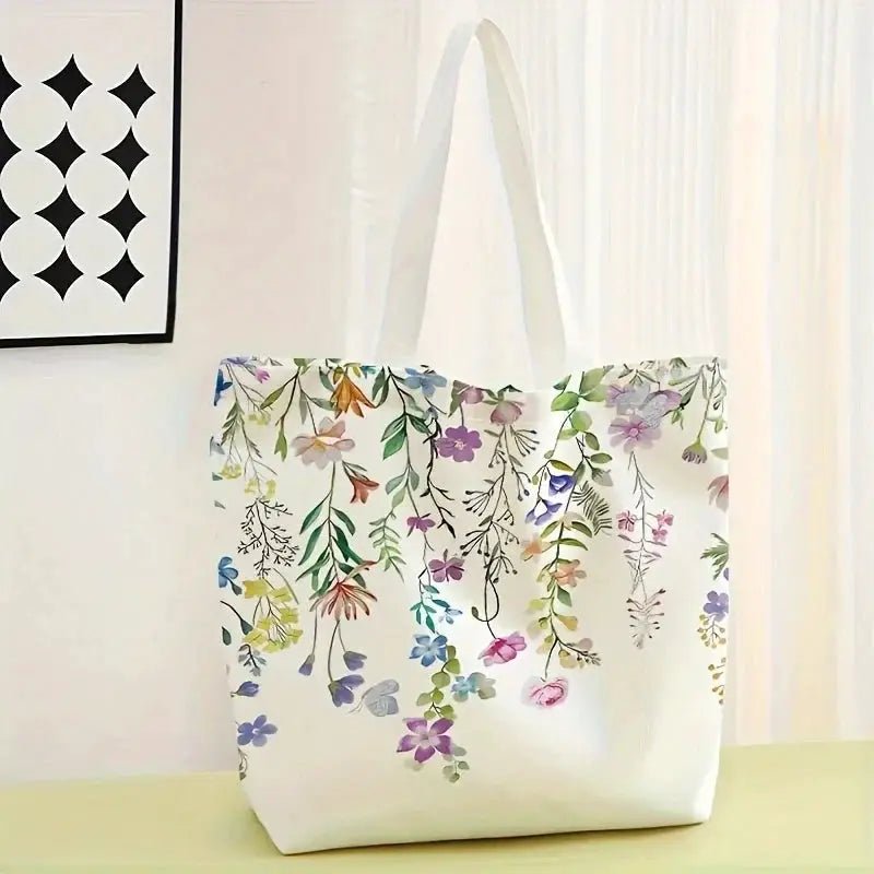 Eco Friendly Flower Printed Canvas Tote Bag Reusable Multifunctional Backpack
