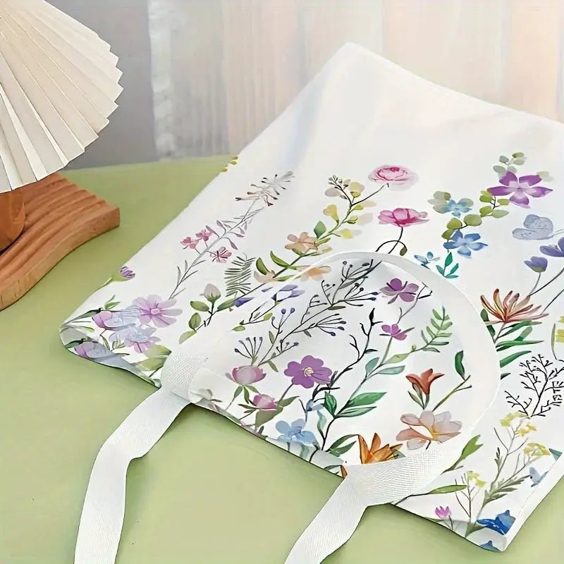 Eco Friendly Flower Printed Canvas Tote Bag Reusable Multifunctional Backpack
