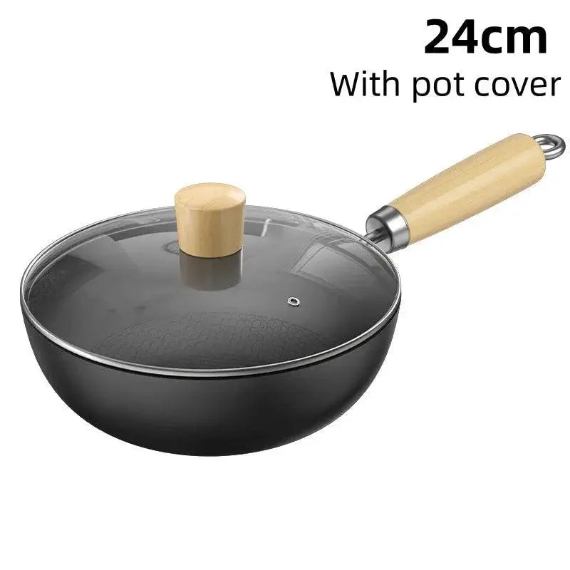 Eco Friendly Non Stick Cast Iron Wok Pan For Cooktops