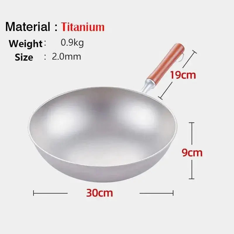 Eco Friendly Pure Titanium Non Stick Wok For Gas Stoves