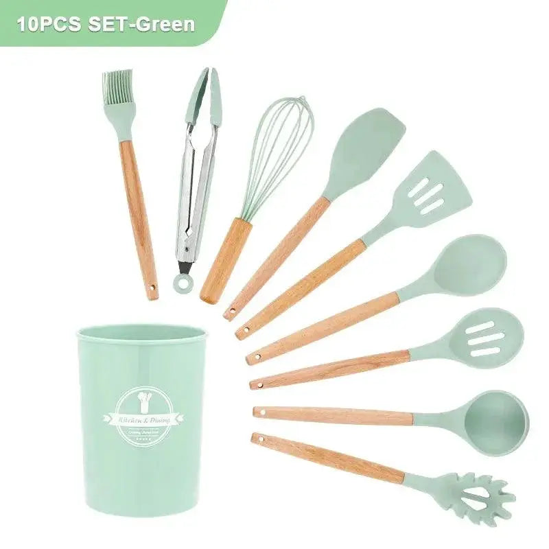 Eco Friendly Silicone Kitchen Utensils With Wooden Handles — product view 9