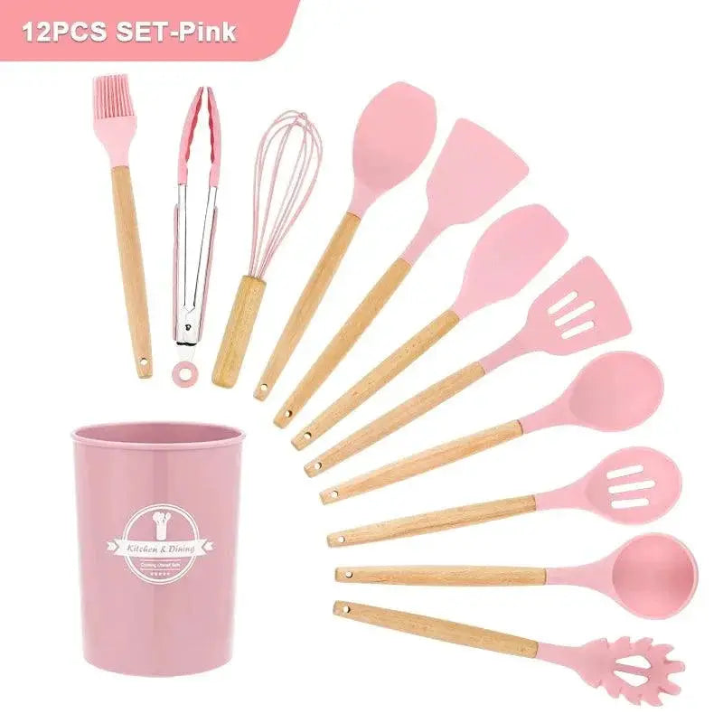 Eco Friendly Silicone Kitchen Utensils With Wooden Handles — product view 14