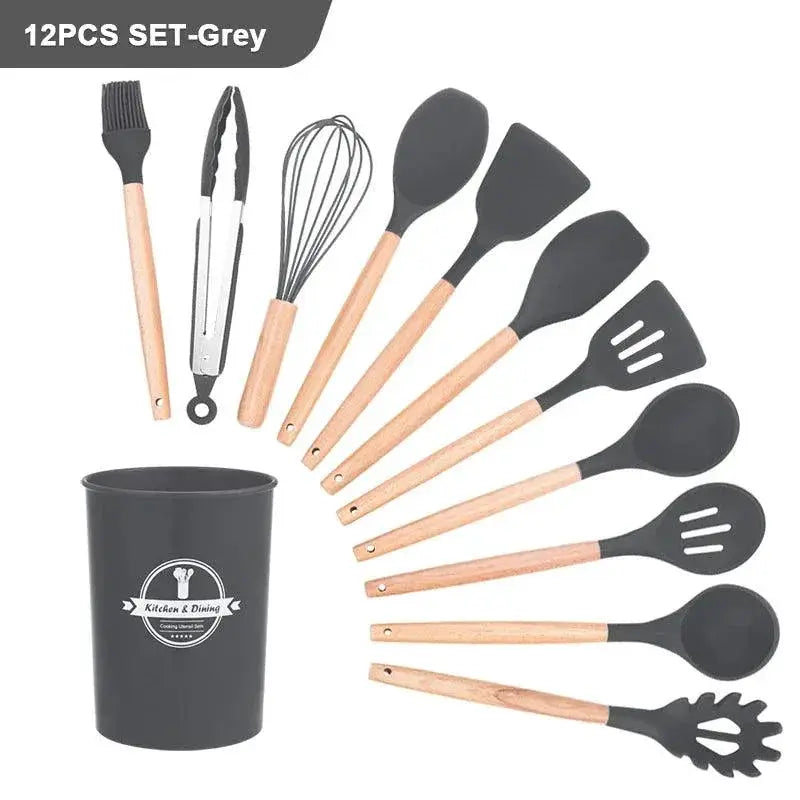Eco Friendly Silicone Kitchen Utensils With Wooden Handles — product view 13