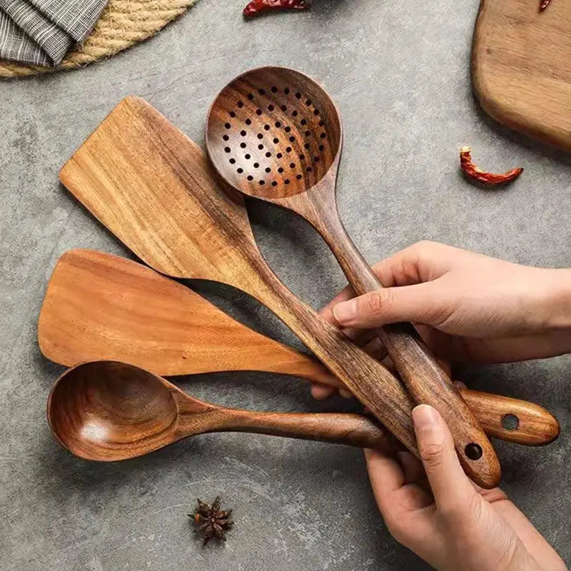 Eco Friendly Teak Wood Spatulas For Non Stick Cookware