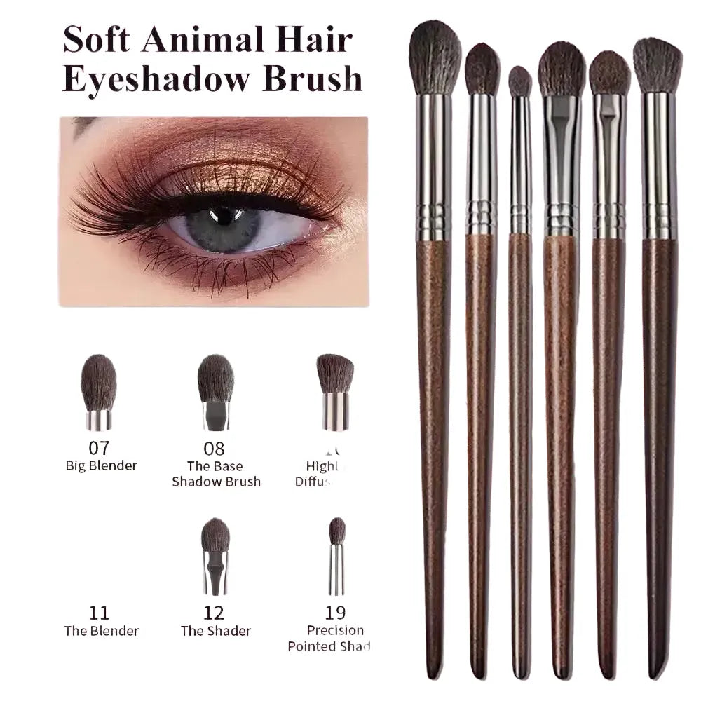 Eye Brush Set for Beginners Blending — 6pcs3goathair