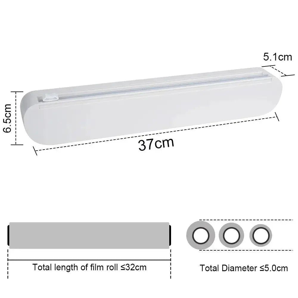Effortless Punch Free Plastic Wrap Dispenser Sharp Cutter