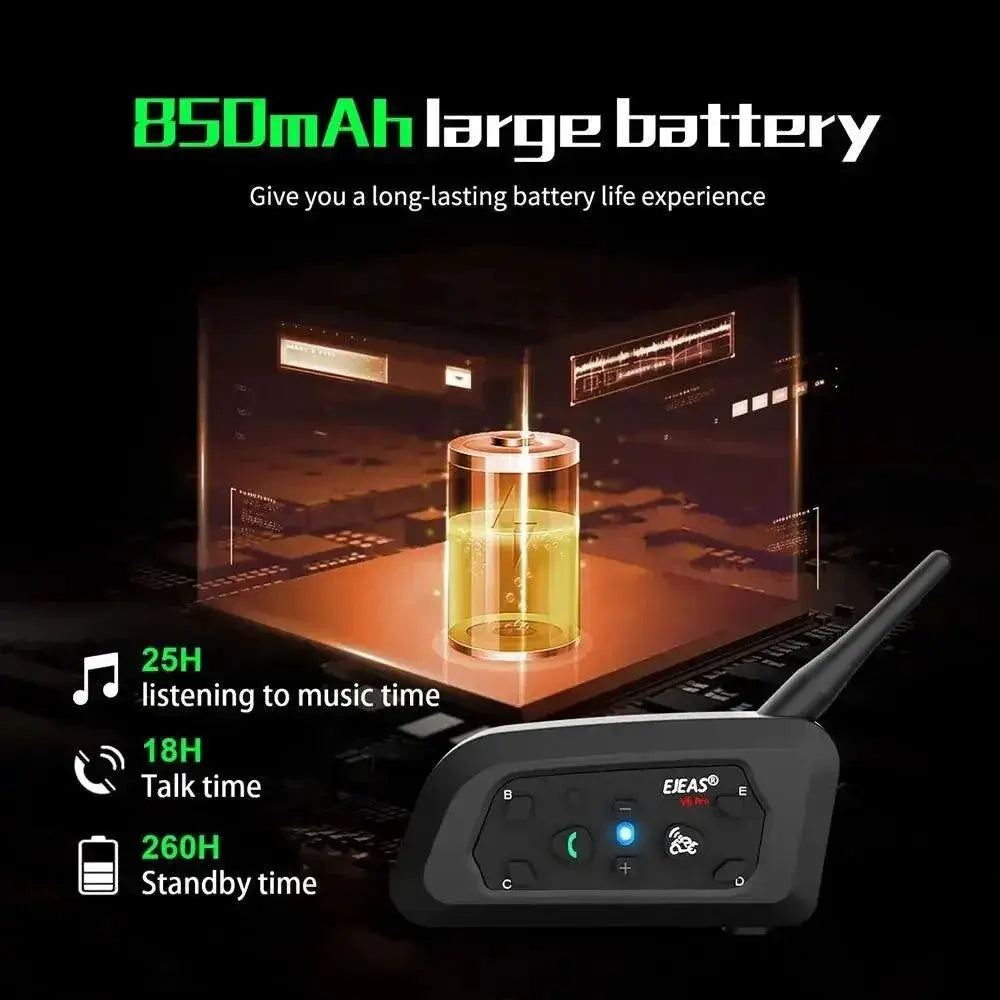 EJEAS V6 Pro Bluetooth Motorcycle Intercom For 6 Riders