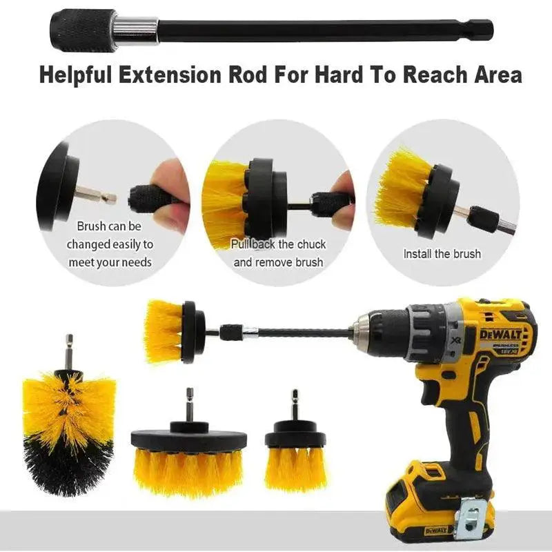 Electric Drill Scrubber Brush Set For Multi Surface Cleaning